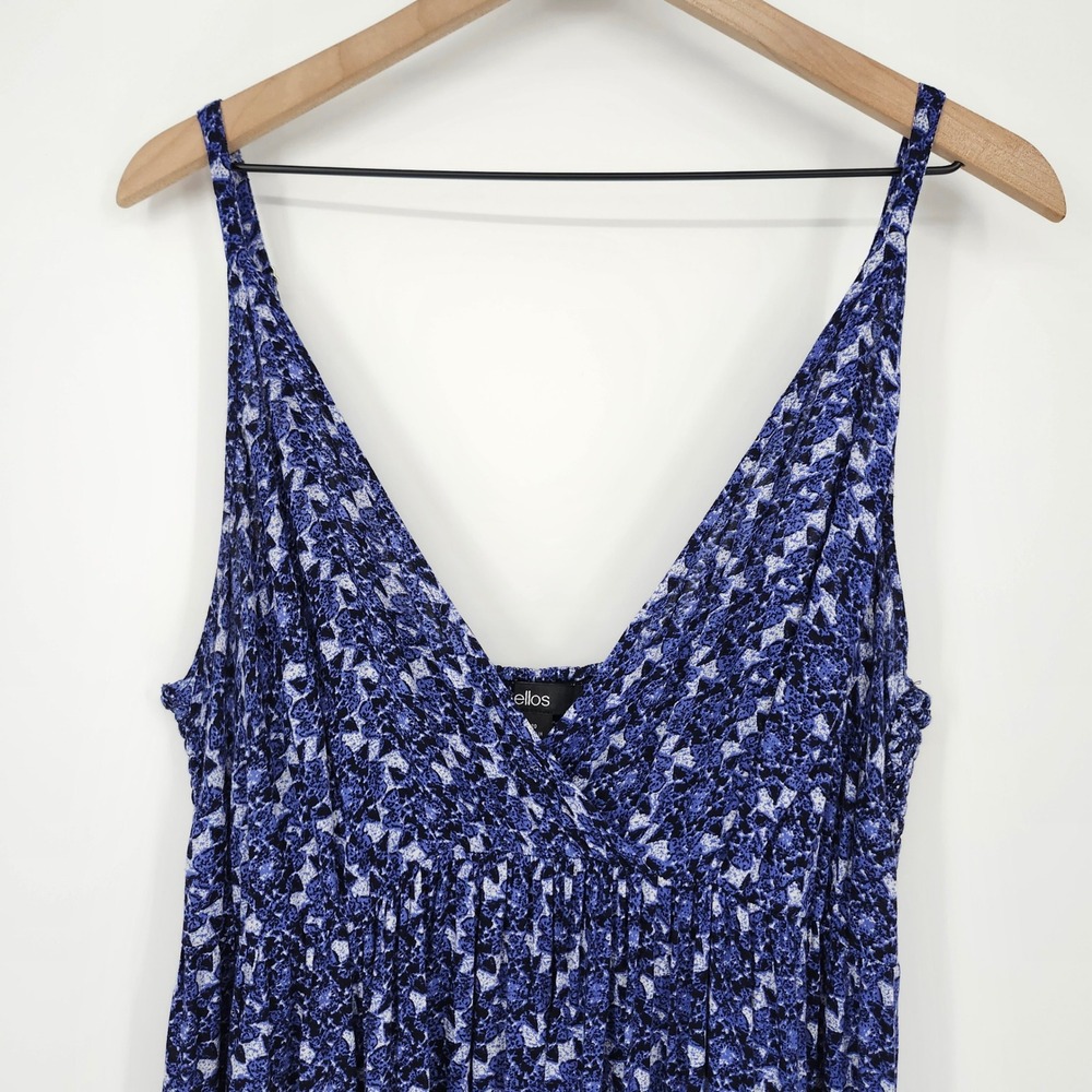 Ellos Blue Abstract Maxi Sun Dress Womens Size 20 Empire Beach Resort Vacation - Picture 2 of 8